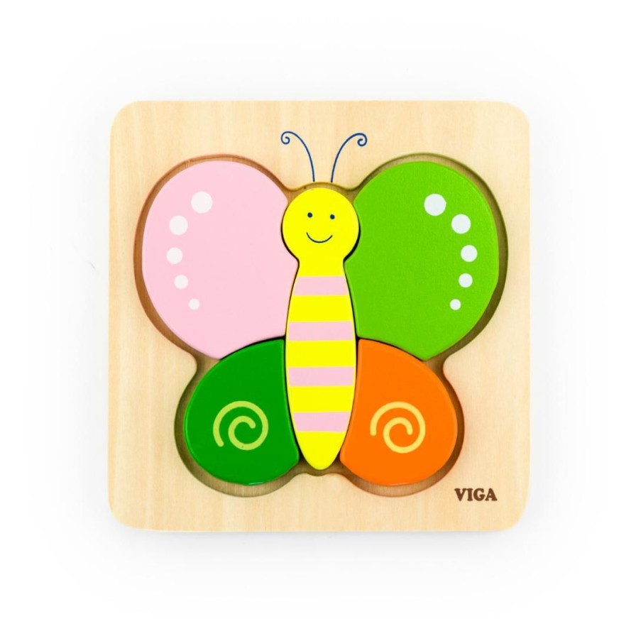 Wooden Toys Viga Baby & Toddler Puzzles | Mini Block Puzzle-Butterfly