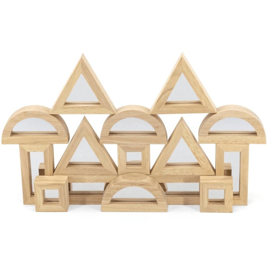 Wooden Toys Viga Shapes & Colours | Mirror Blocks-24 Pce