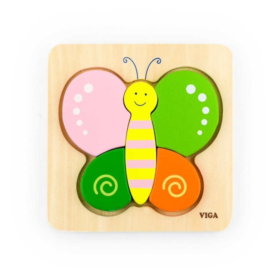 Wooden Toys Viga Jigsaw Puzzles | Mini Block Puzzle-Butterfly