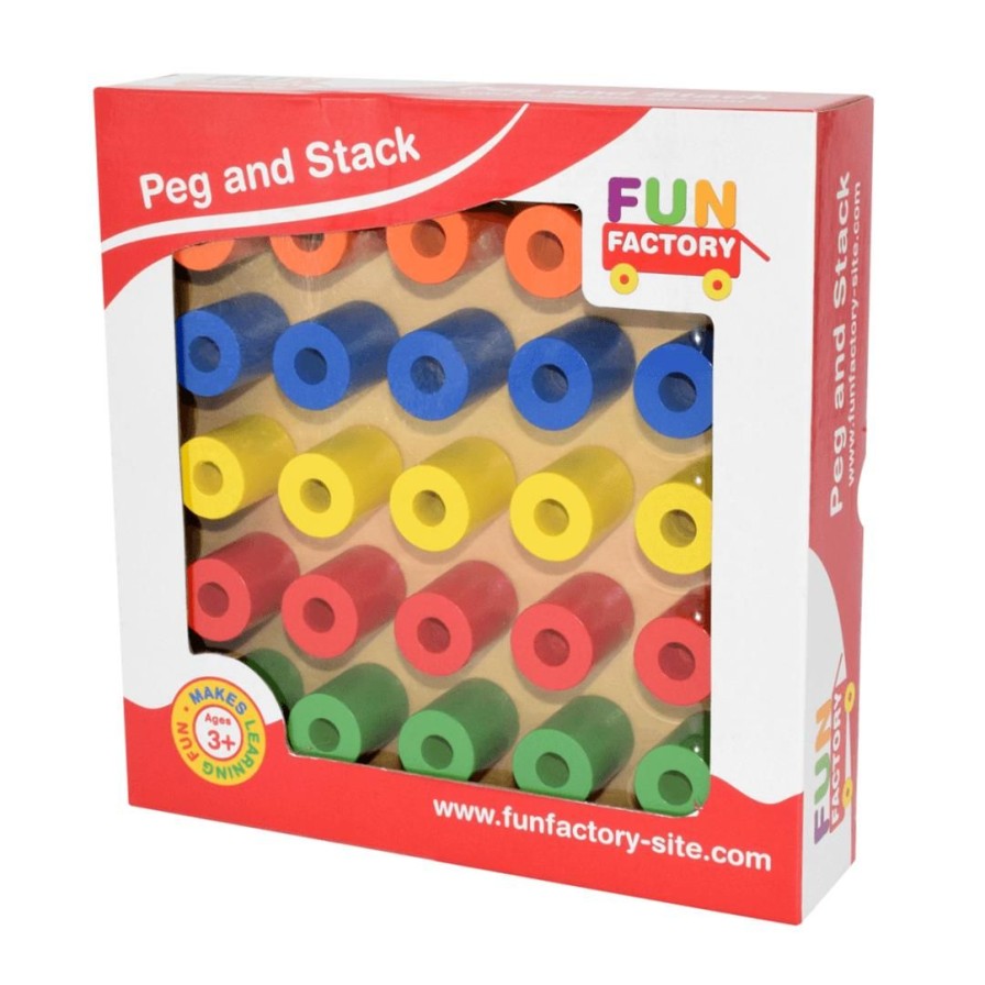 Wooden Toys Fun Factory Montessori Toys | Peg And Stack Board