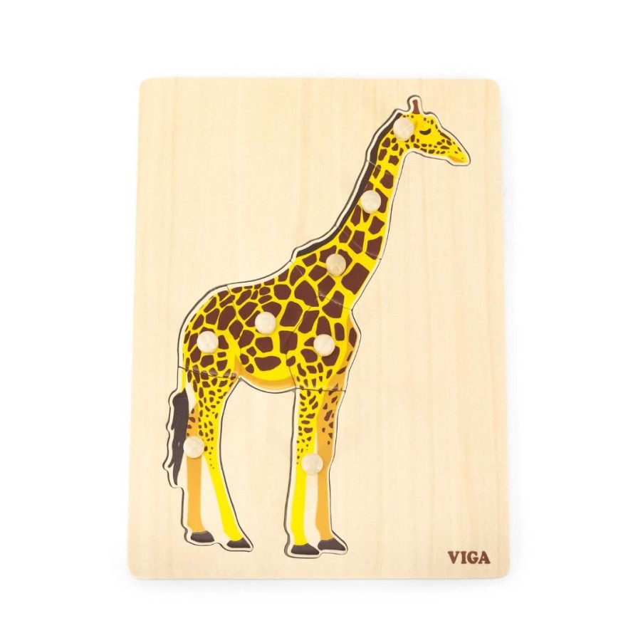 Wooden Toys Viga Animal Puzzles | Montessori Wooden Puzzle-Giraffe