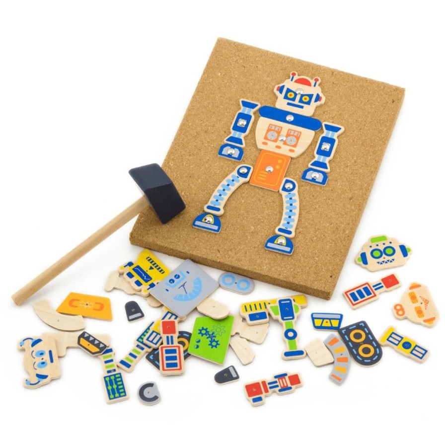 Wooden Toys Viga Montessori Toys | Tap Tap Set-Robot