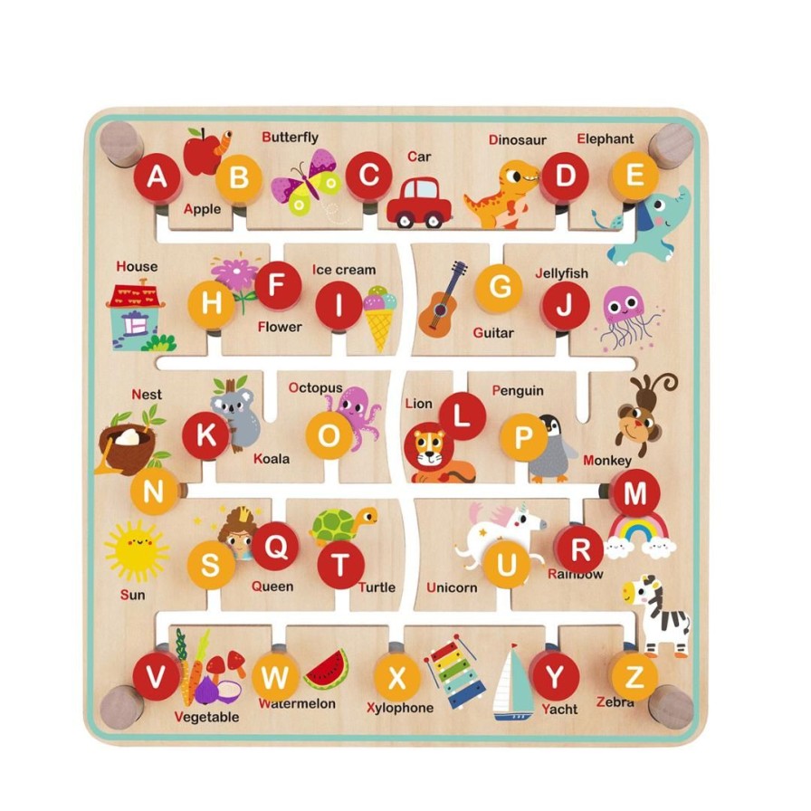 Wooden Toys Tooky Toy Numeracy | Alphabet And Farm Matching Sliding Board