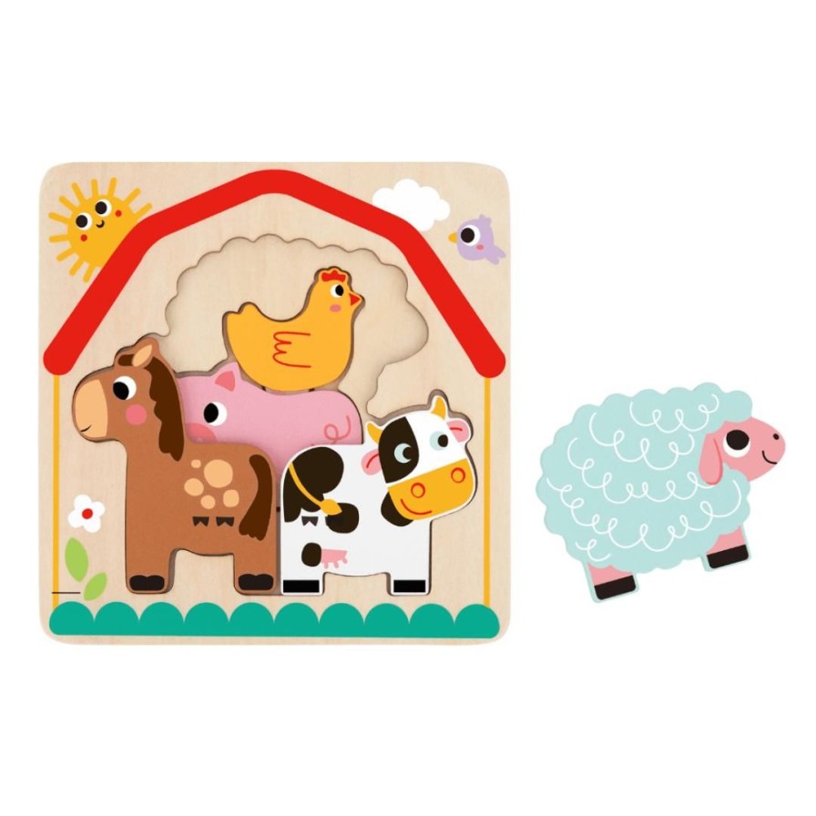 Wooden Toys Tooky Toy Layered Puzzles | Wooden Layered Farm Animal Puzzle