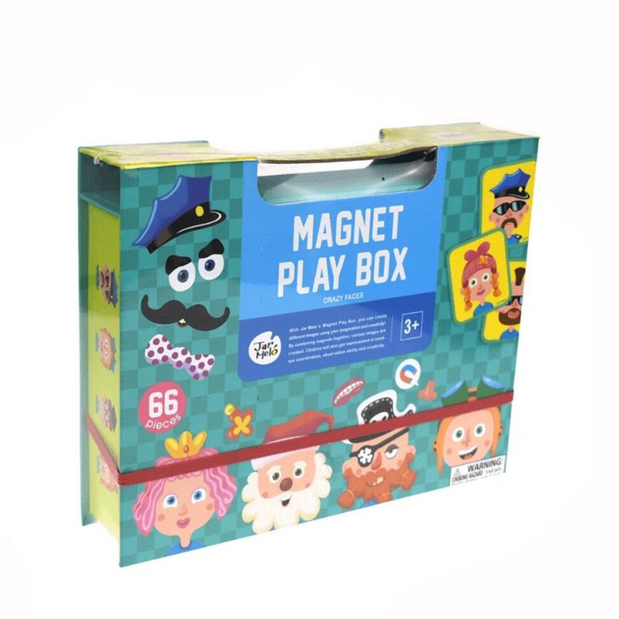 Wooden Toys JarMelo Magnetic Toys | Crazy Faces Magnetic Play Box