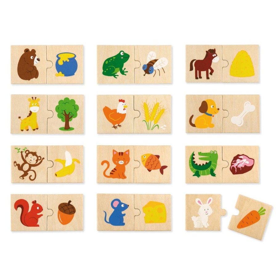 Wooden Toys Viga Puzzles | Wooden Animal Feeding Puzzle Set