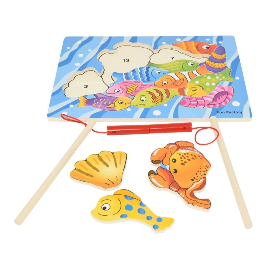 Wooden Toys Fun Factory Puzzles | Magnetic Fishing Puzzle With 2 Rods