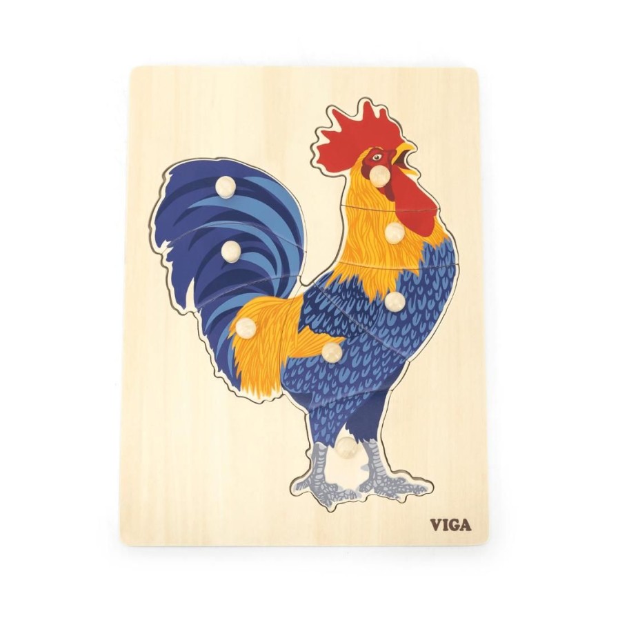 Wooden Toys Viga Baby & Toddler Puzzles | Montessori Wooden Puzzle-Rooster