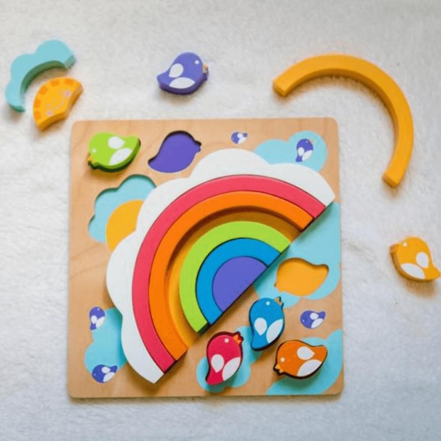 Wooden Toys Kiddie Connect Numbers & Letters | Rainbow & Sun Bird Puzzle