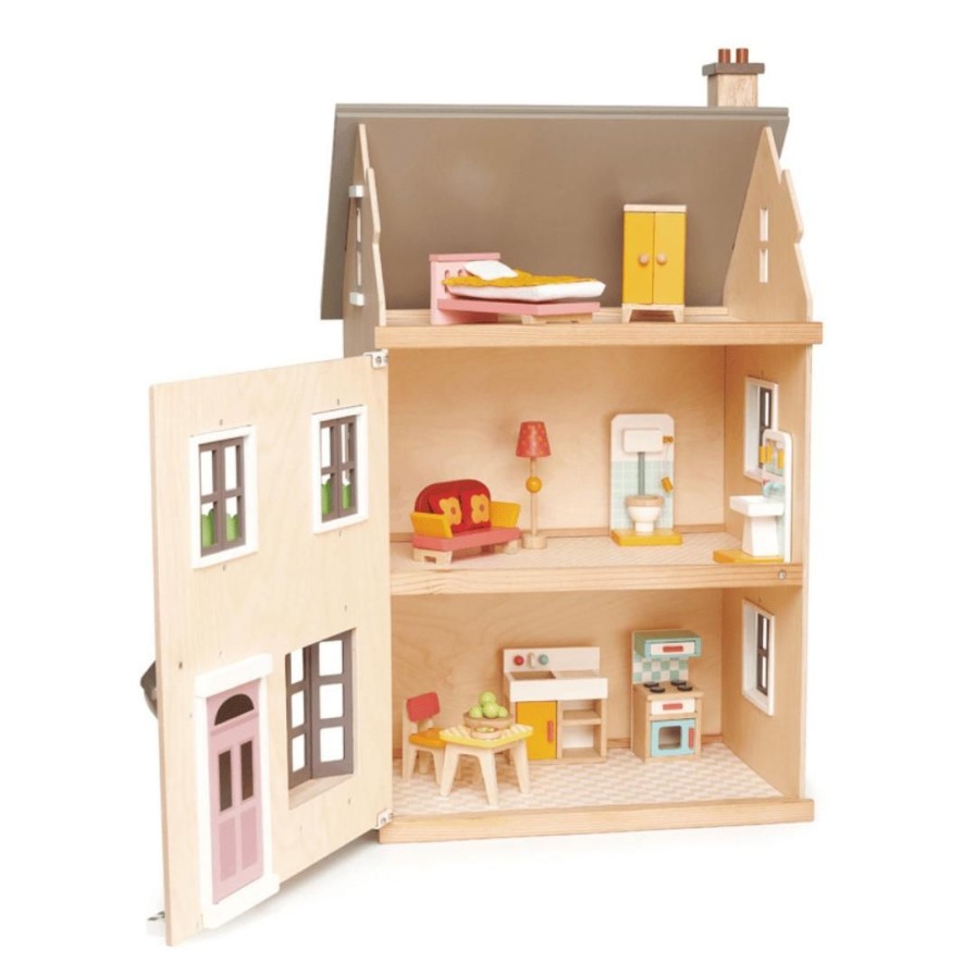 Wooden Toys Tender Leaf Toys Dolls & Dollhouses | Foxtail Villa Doll House With Furniture