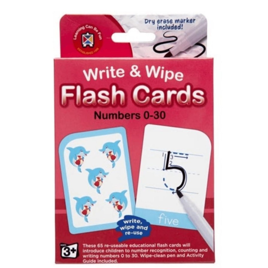 Wooden Toys ed.vantage Arts & Crafts | Numbers 0-30 Flash Cards-Write & Wipe With Marker