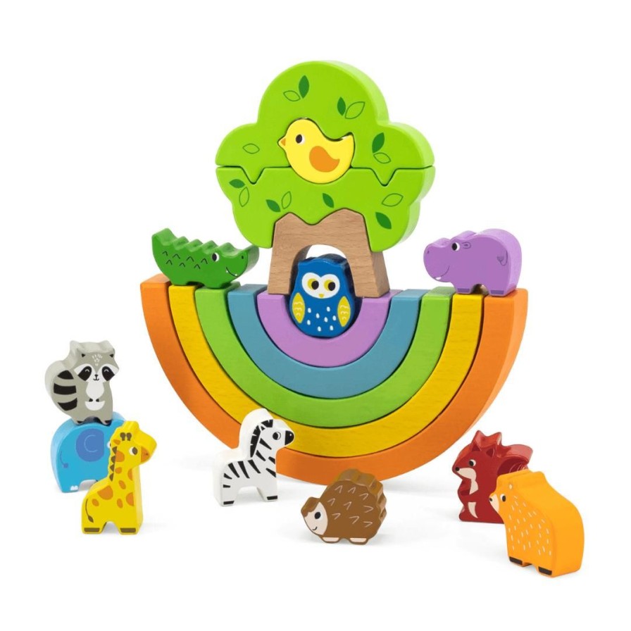 Wooden Toys Viga Baby & Toddler Puzzles | Balancing Rainbow And Animal Blocks