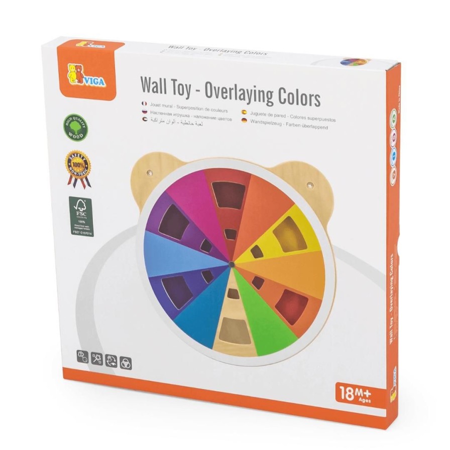 Wooden Toys Viga Activity Cubes | Wooden Wall Toy-Overlaying Colours