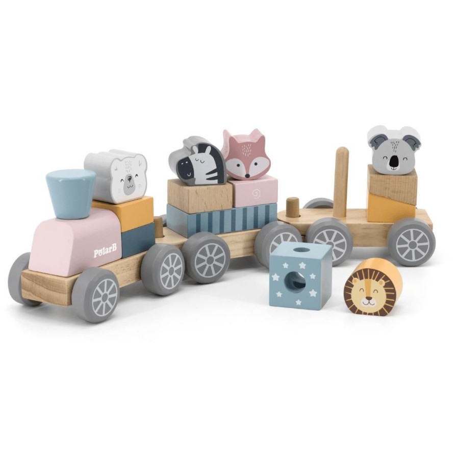 Wooden Toys Viga Shapes & Colours | Pastel Animal Stacking Train