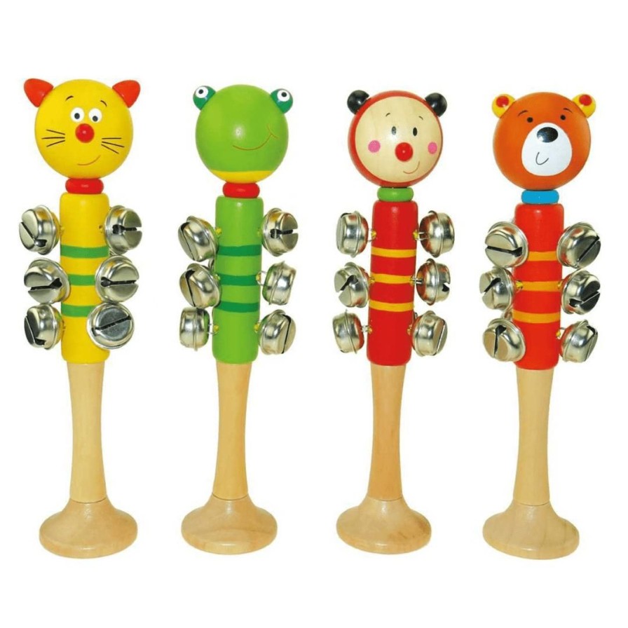 Wooden Toys Kaper Kidz Shapes & Colours | Animal Jingle Bell Stick Toy