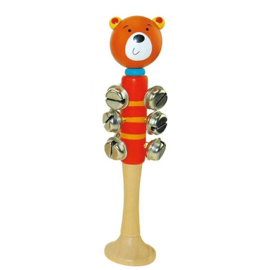 Wooden Toys Kaper Kidz Shapes & Colours | Animal Jingle Bell Stick Toy