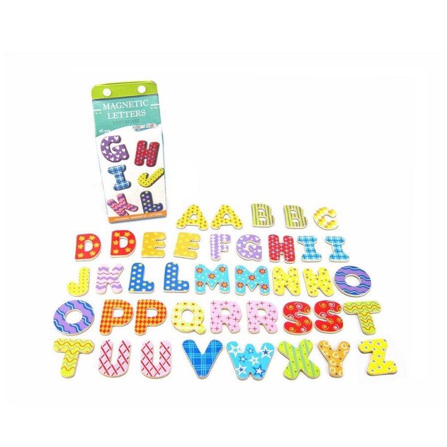 Wooden Toys Kaper Kidz Montessori Toys | Magnetic Uppercase Letters In A Milk Carton